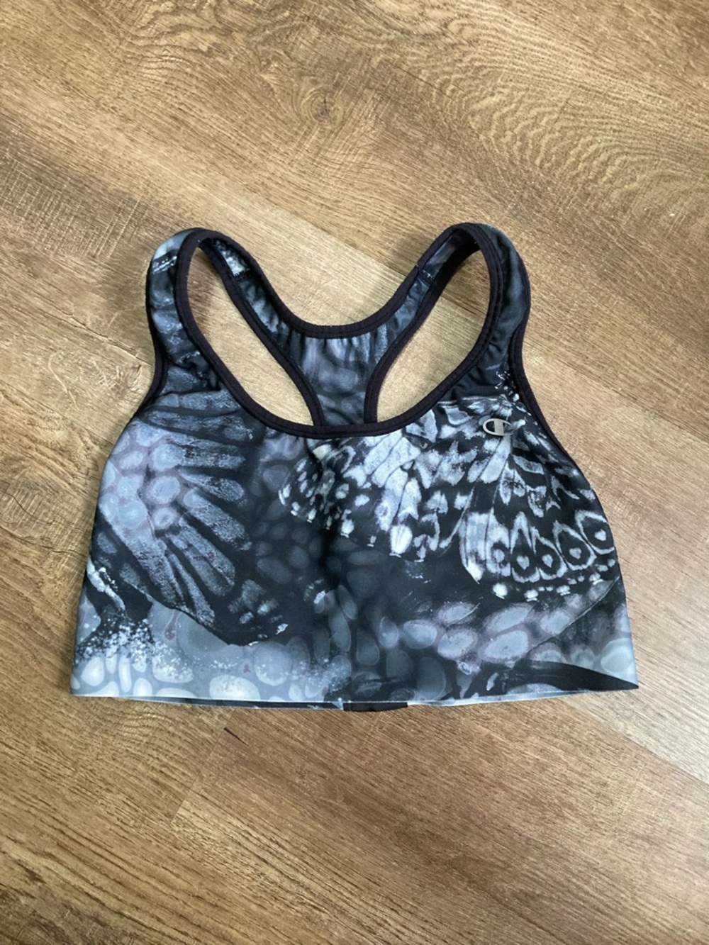 Champion Women's Pattern Seamless Sports Bra Size Medium Black And Grey